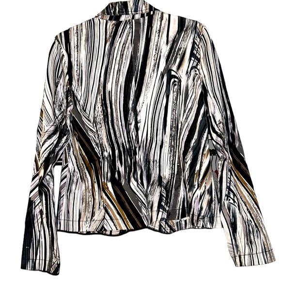 NWOT Tribal Stretch Extensible Abstract Blazer, P2P:18.5”, L:23”,Blk/Wht/Brown - Picture 4 of 6